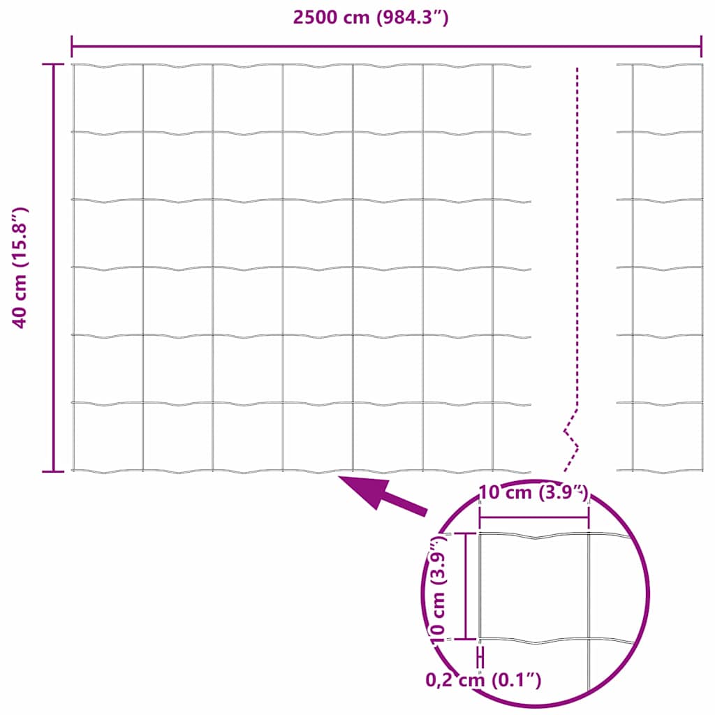 Euro Hejn 0,4 x 25 m PVC-belagt jern