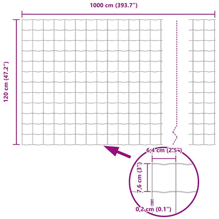 Euro Hejn 1,2 x 10 m PVC-belagt jern