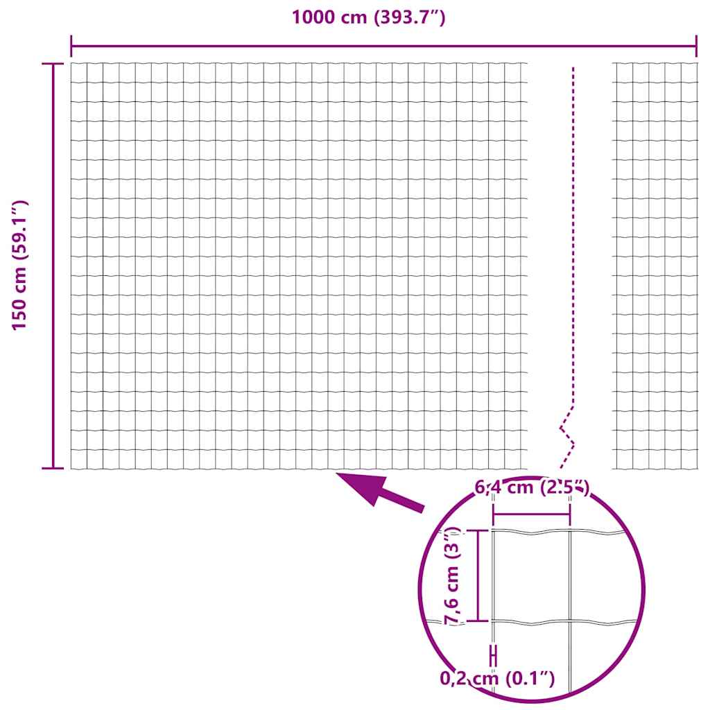 Euro Hejn 1,5 x 10 m PVC-belagt jern