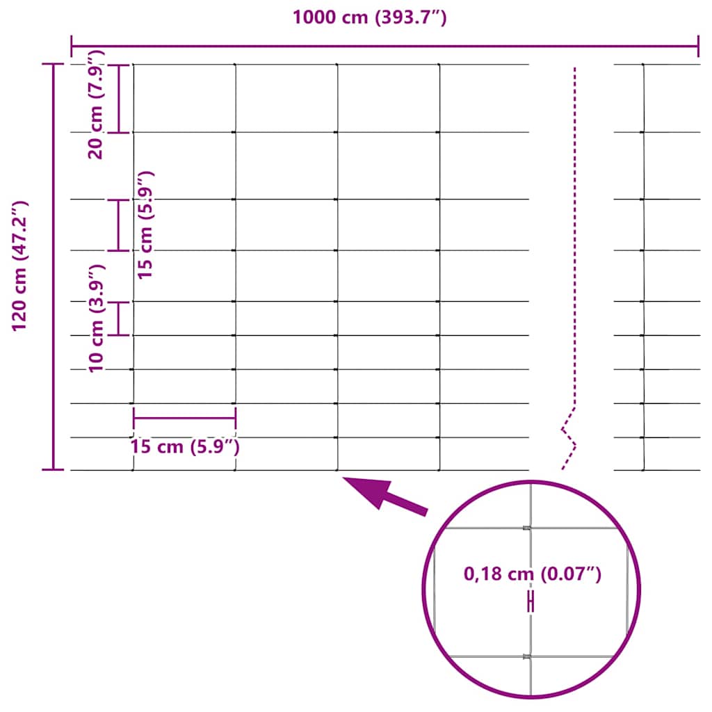 Vild Heg Hot Dip Galvaniseret 1000 x 120 x 0,18 cm Jern