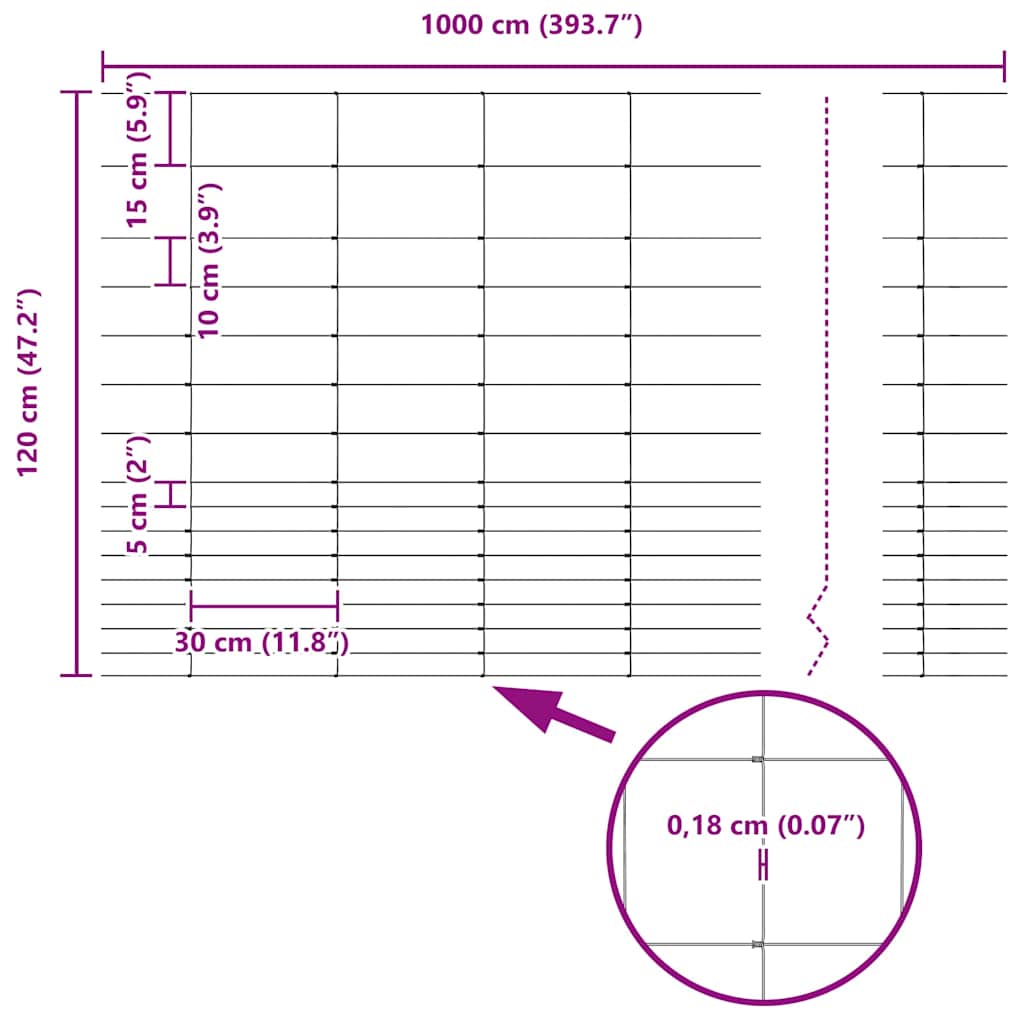 Vild Heg Hot Dip Galvaniseret 1000 x 120 x 0,18 cm Jern