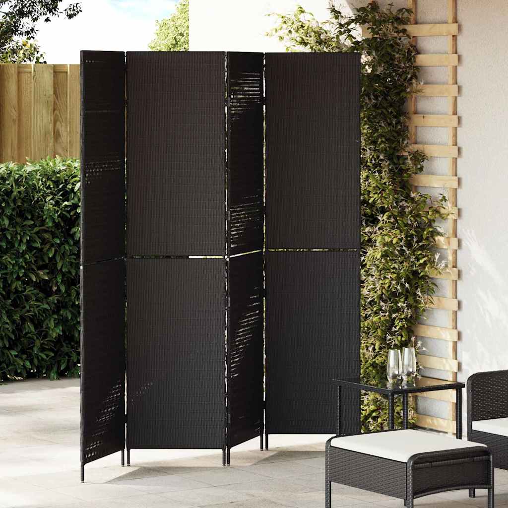 Rumdeler Sort 195 x 180 cm polyrattan