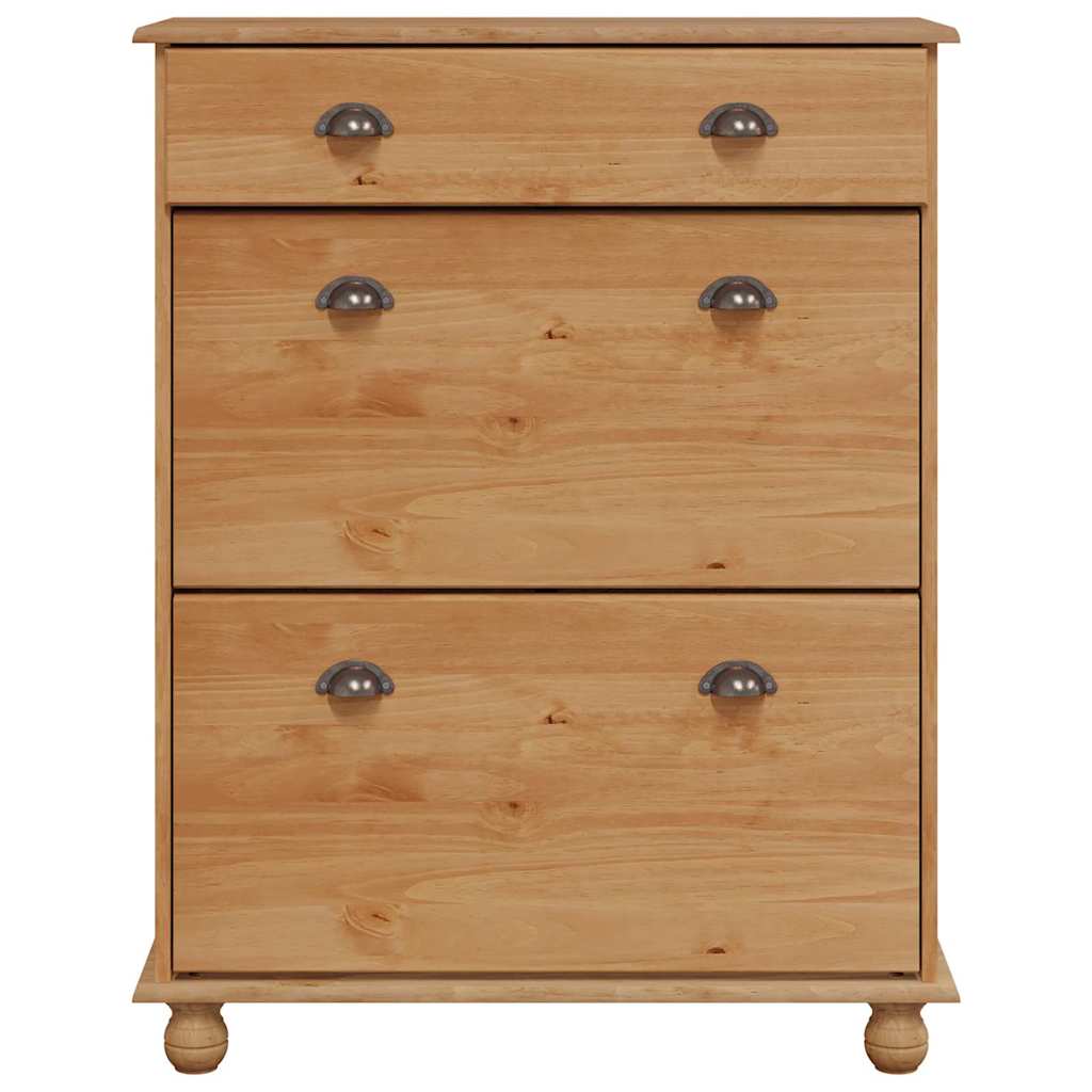 Sko skab med skuffe ASKIM Brun 85 x 35 x 108 cm Massiv fyrretræ