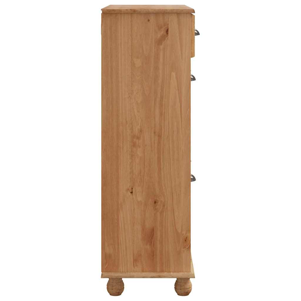 Sko skab med skuffe ASKIM Brun 85 x 35 x 108 cm Massiv fyrretræ