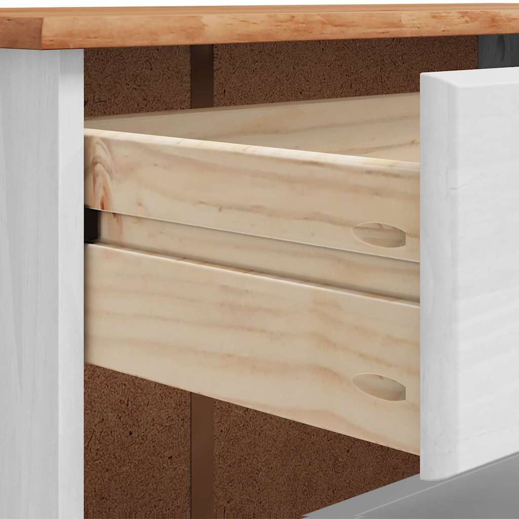 Sko skab med skuffe ASKIM Hvid 85 x 35 x 108 cm Massiv fyrretræ