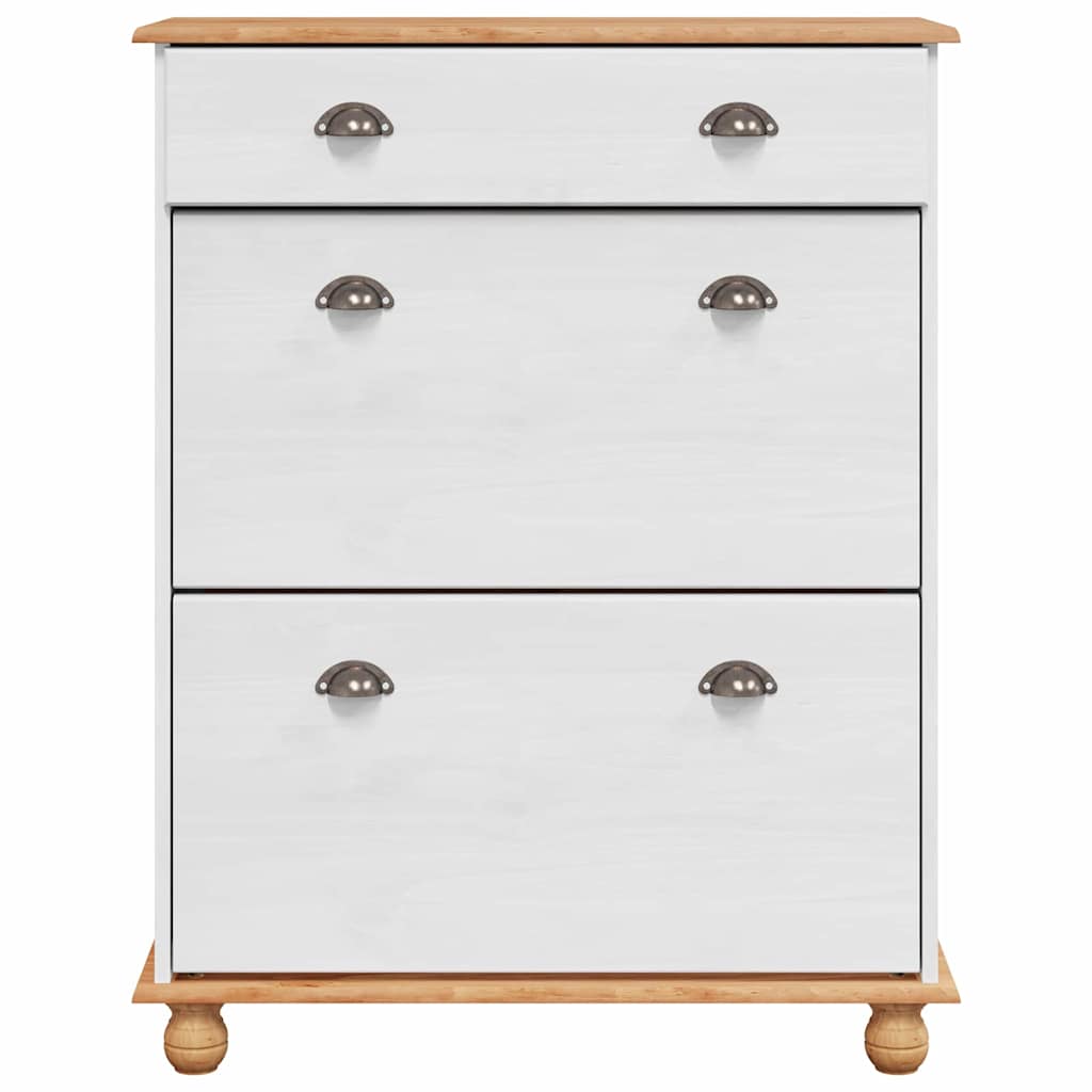 Sko skab med skuffe ASKIM Hvid 85 x 35 x 108 cm Massiv fyrretræ