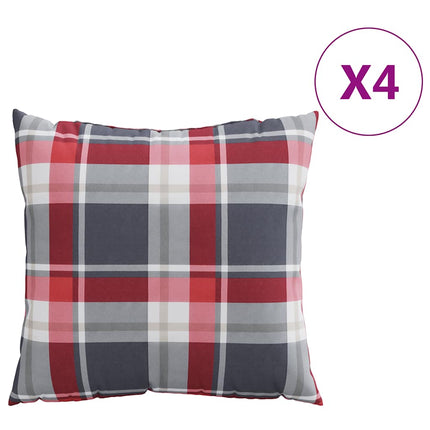 sofahynder 4 stk. rødt ternmønster 50x50 cm stof
