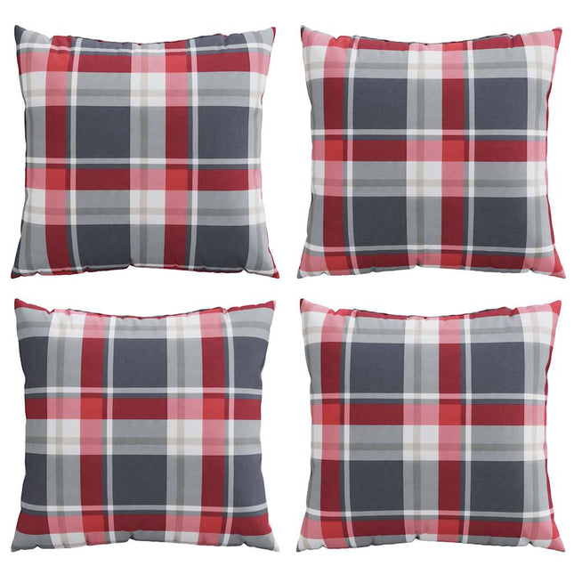 sofahynder 4 stk. rødt ternmønster 60x60 cm stof