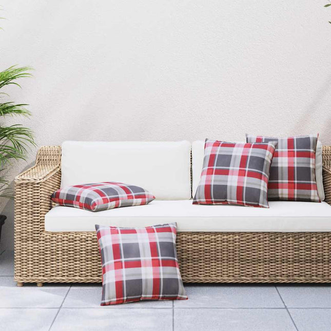 sofahynder 4 stk. rødt ternmønster 60x60 cm stof
