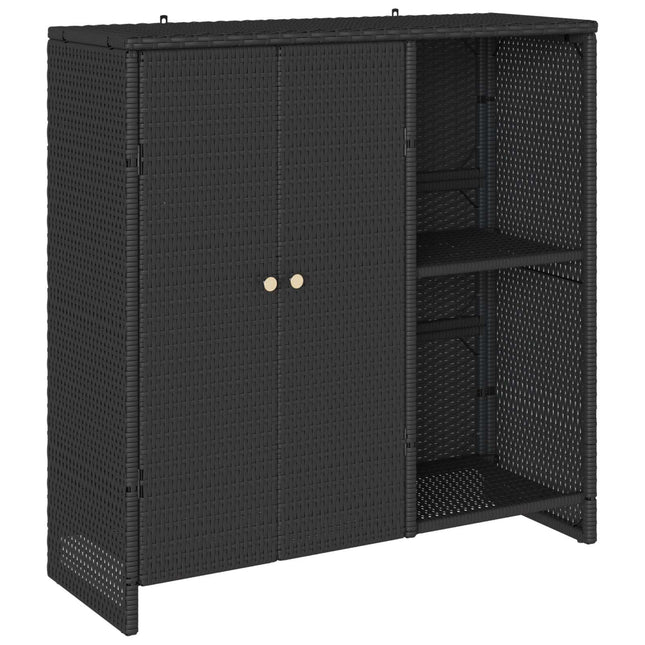 Opbevaringsskab med hylde med dør Sort 100 x 36 x 102 cm Rattan