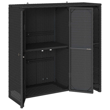 Opbevaringsskab med hylde med dør Sort 100 x 36 x 102 cm Rattan
