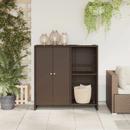 Opbevaringsskab med hylde med dør Brun 100 x 36 x 102 cm Rattan