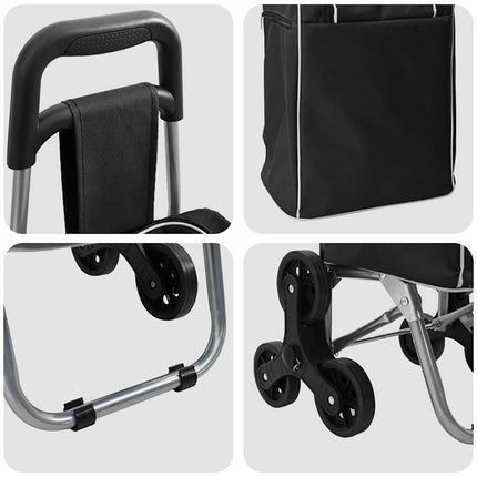 Indkøbsvogn Sort 39,5 x 33 x 93 cm Oxford stof