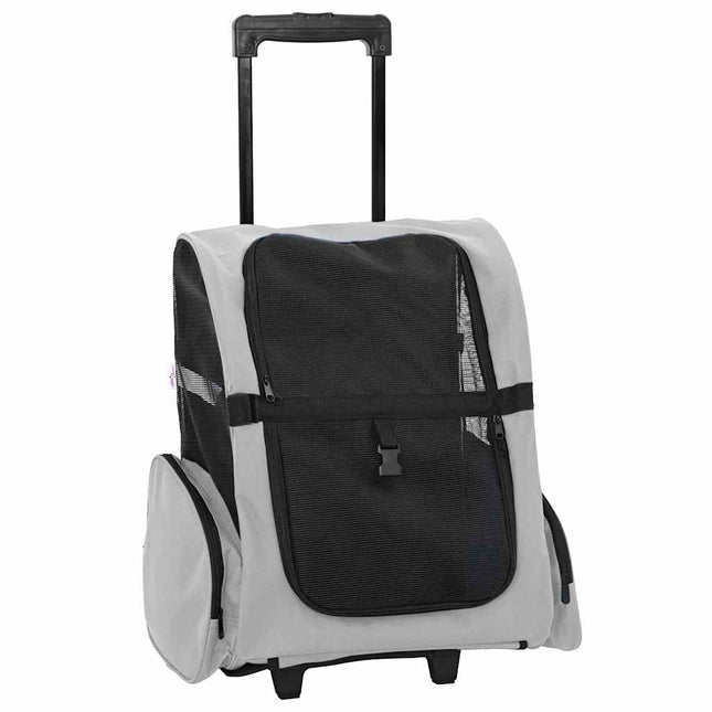 kæledyrsvogn 3-i-1 design grå 48x32x(57-106) cm oxfordstof