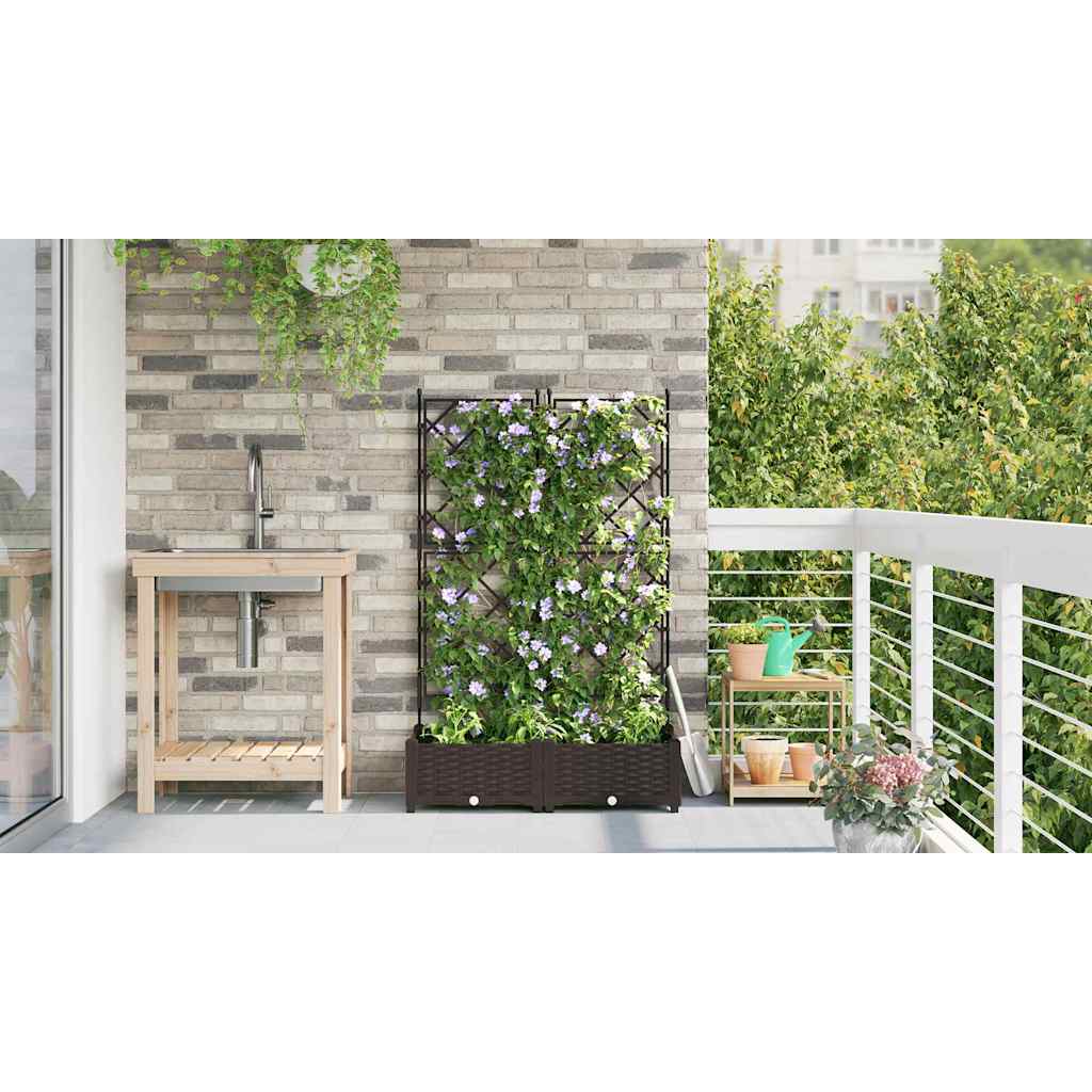 Havekrukke med trellis 2 pcs Brun 80 x 40 x 125.5 cm PP
