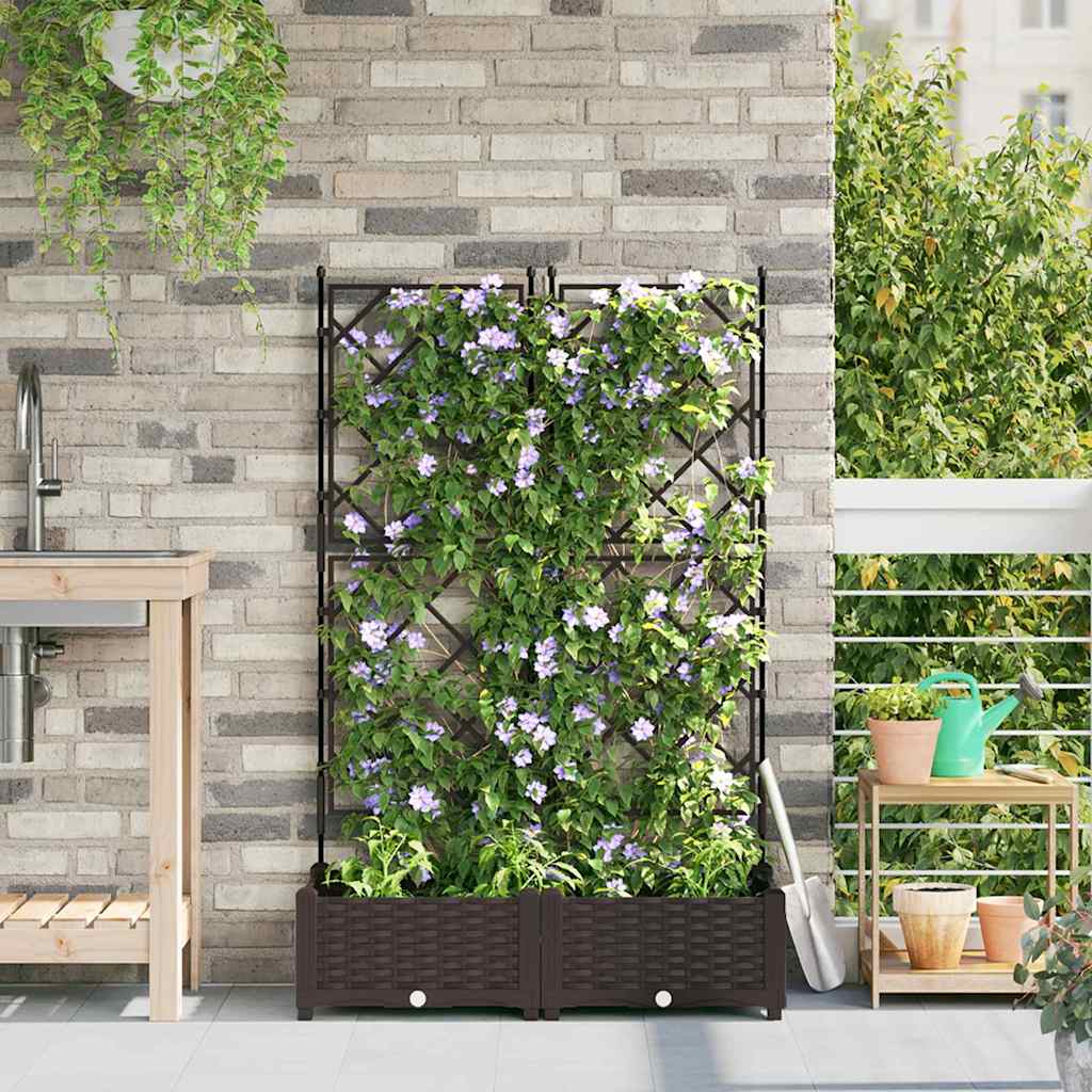 Havekrukke med trellis 2 pcs Brun 80 x 40 x 125.5 cm PP
