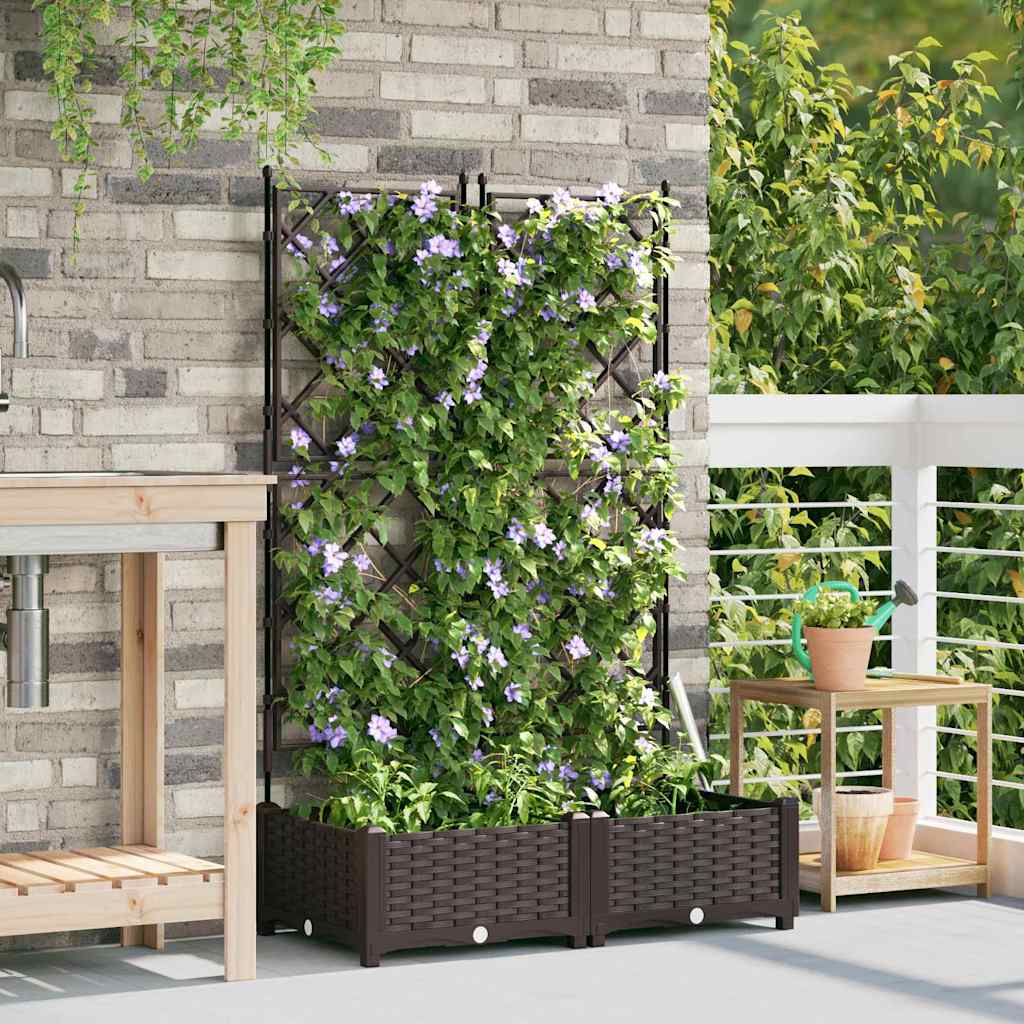 Havekrukke med trellis 2 pcs Brun 80 x 40 x 125.5 cm PP