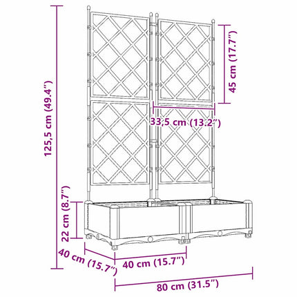 Have Blomsterkrukke 2 stk. Brun 80 x 40 x 125,5 cm PP