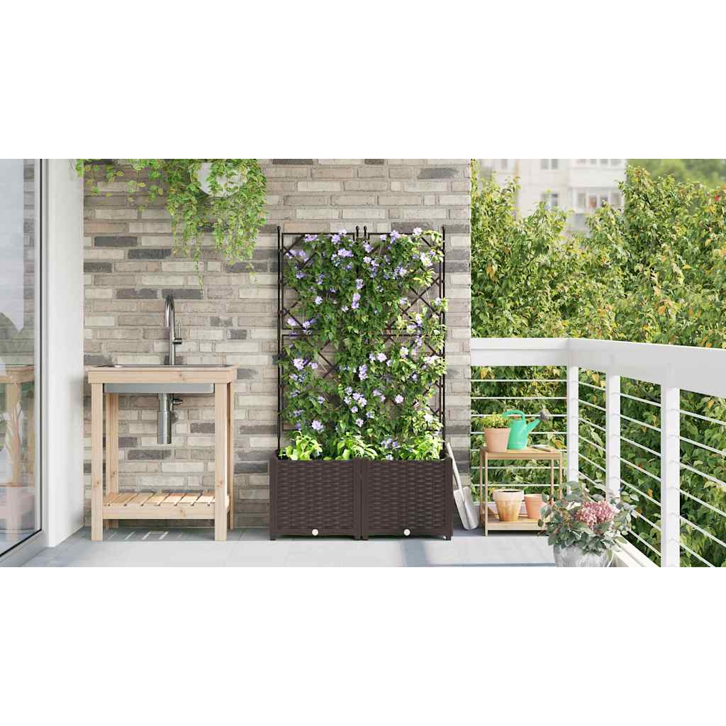 Havekrukke med trellis 2 pcs Brun 80 x 40 x 143 cm PP