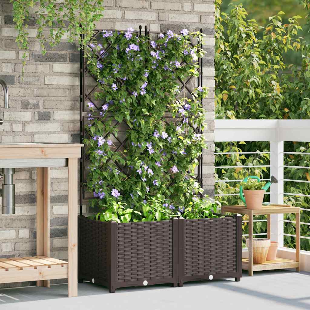 Havekrukke med trellis 2 pcs Brun 80 x 40 x 143 cm PP