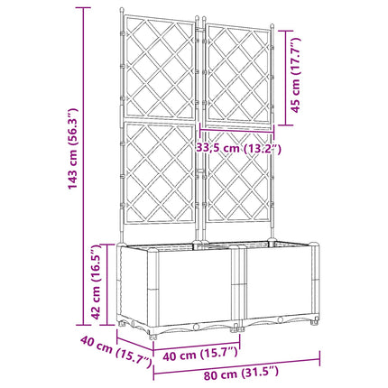 Have Blomsterkrukke 2 stk. Brun 80 x 40 x 143 cm PP