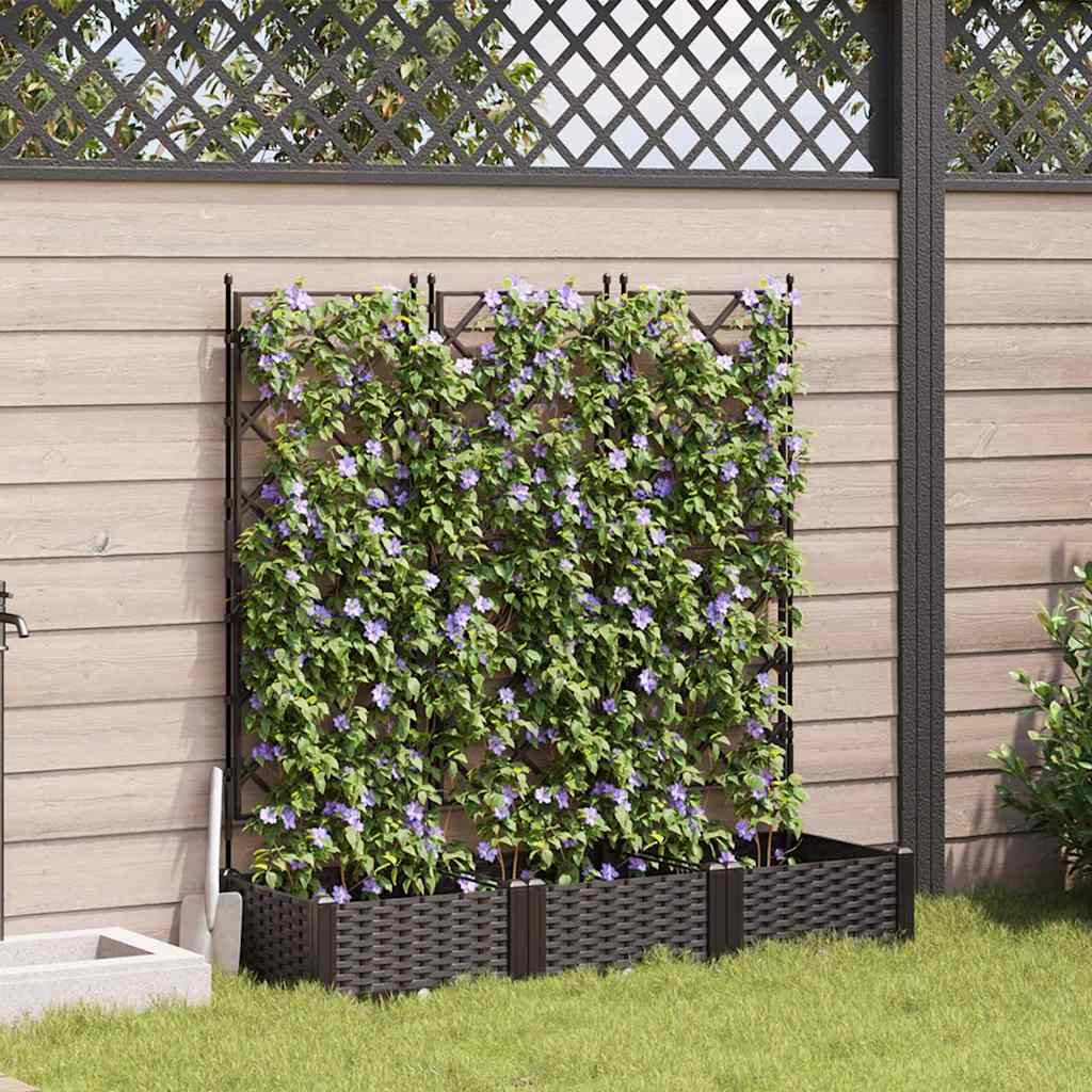Havekrukke med trellis 3 pcs Brun 120 x 40 x 125.5 cm PP
