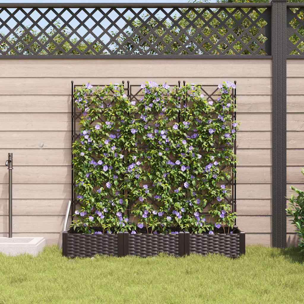 Havekrukke med trellis 3 pcs Brun 120 x 40 x 125.5 cm PP