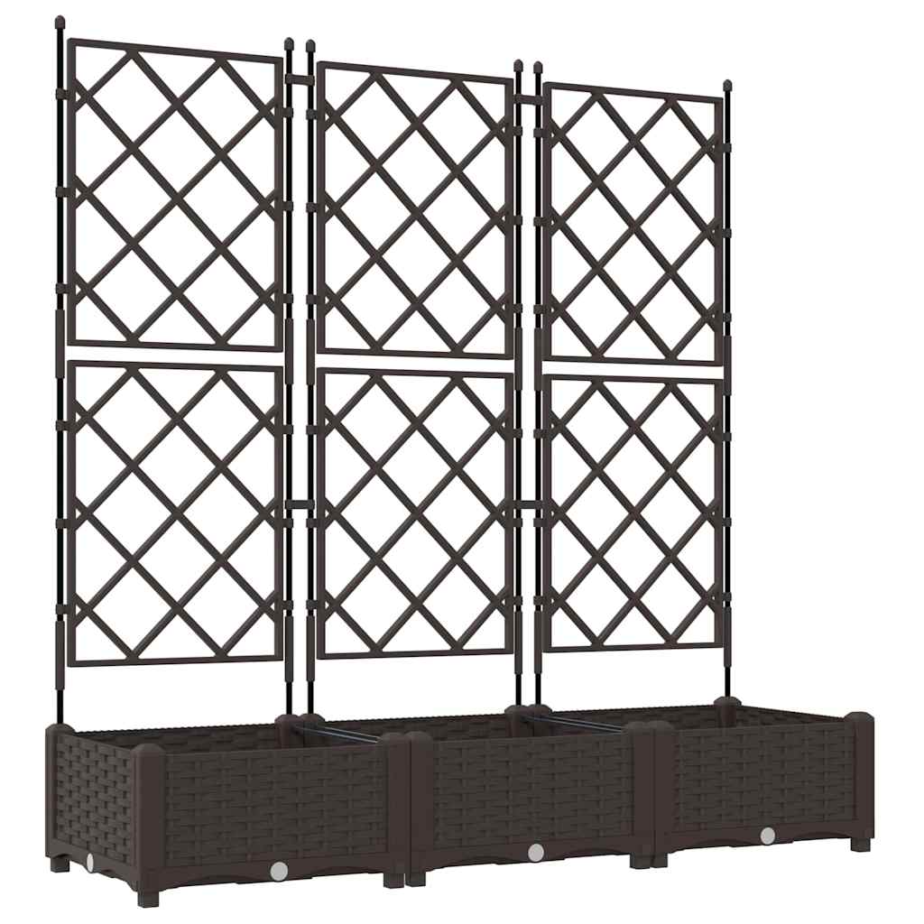 Havekrukke med trellis 3 pcs Brun 120 x 40 x 125.5 cm PP