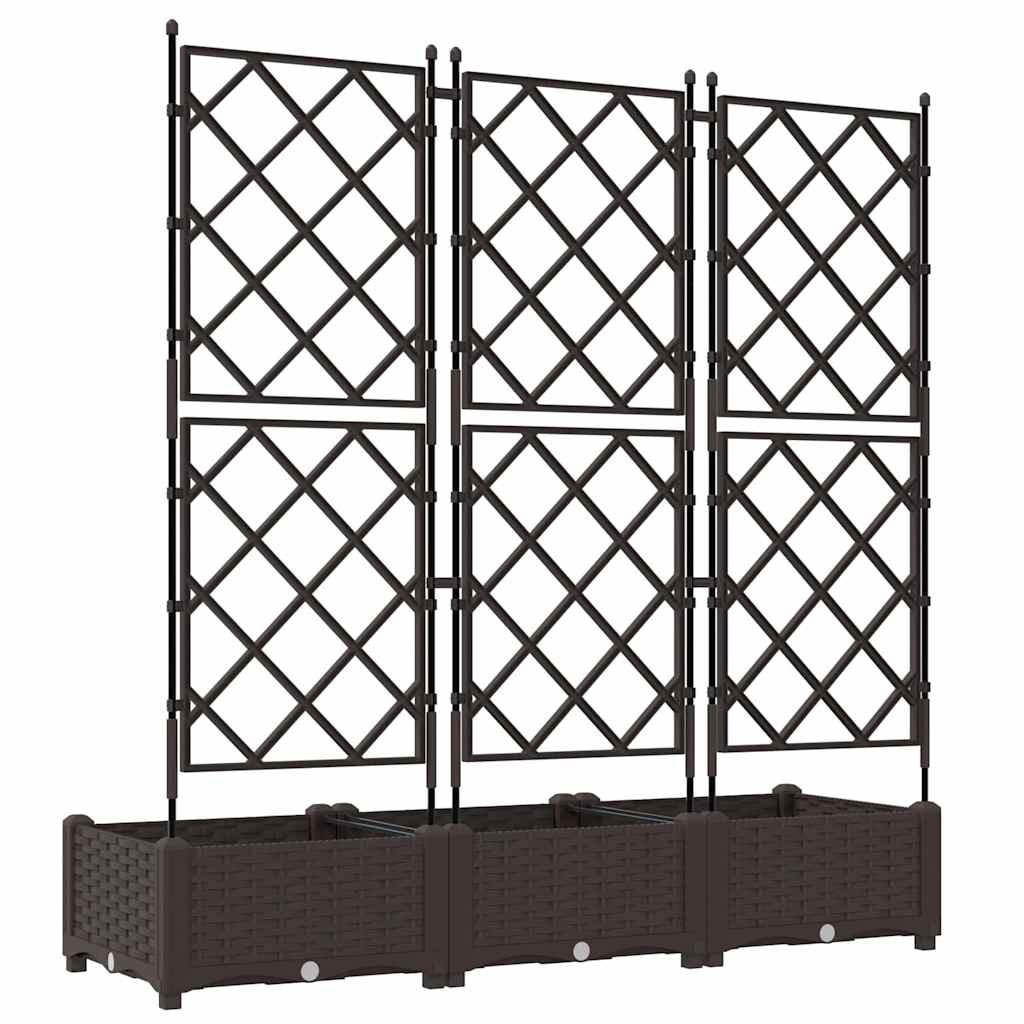 Havekrukke med trellis 3 pcs Brun 120 x 40 x 125.5 cm PP