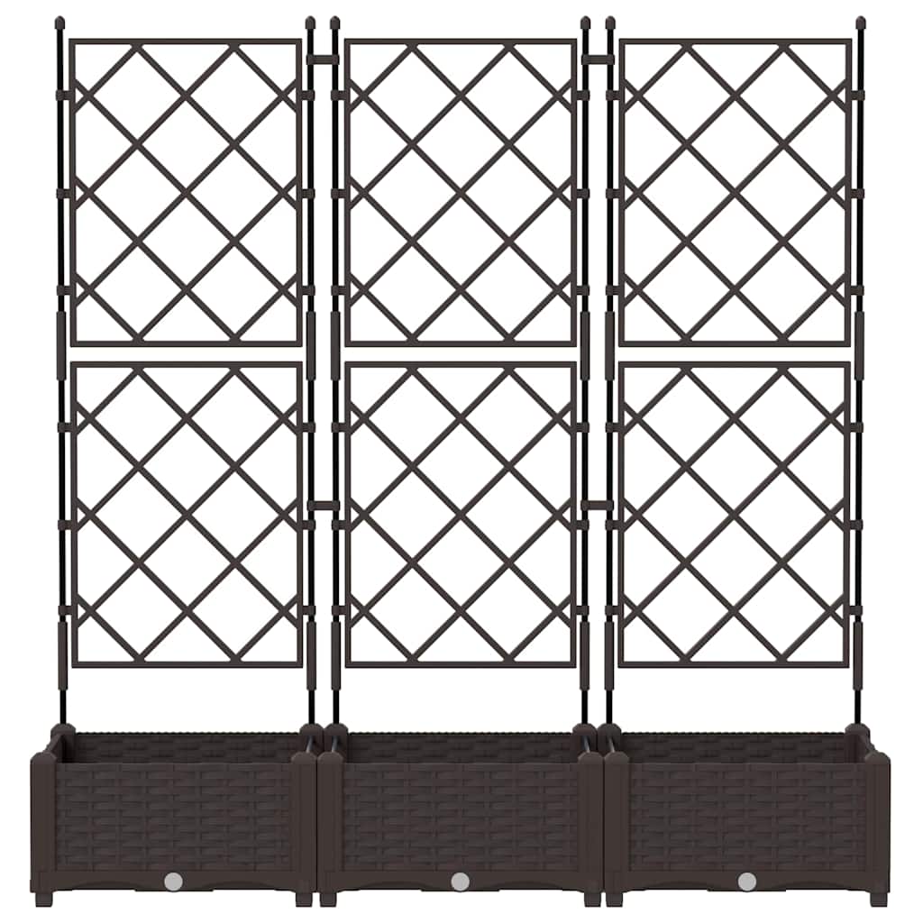 Havekrukke med trellis 3 pcs Brun 120 x 40 x 125.5 cm PP
