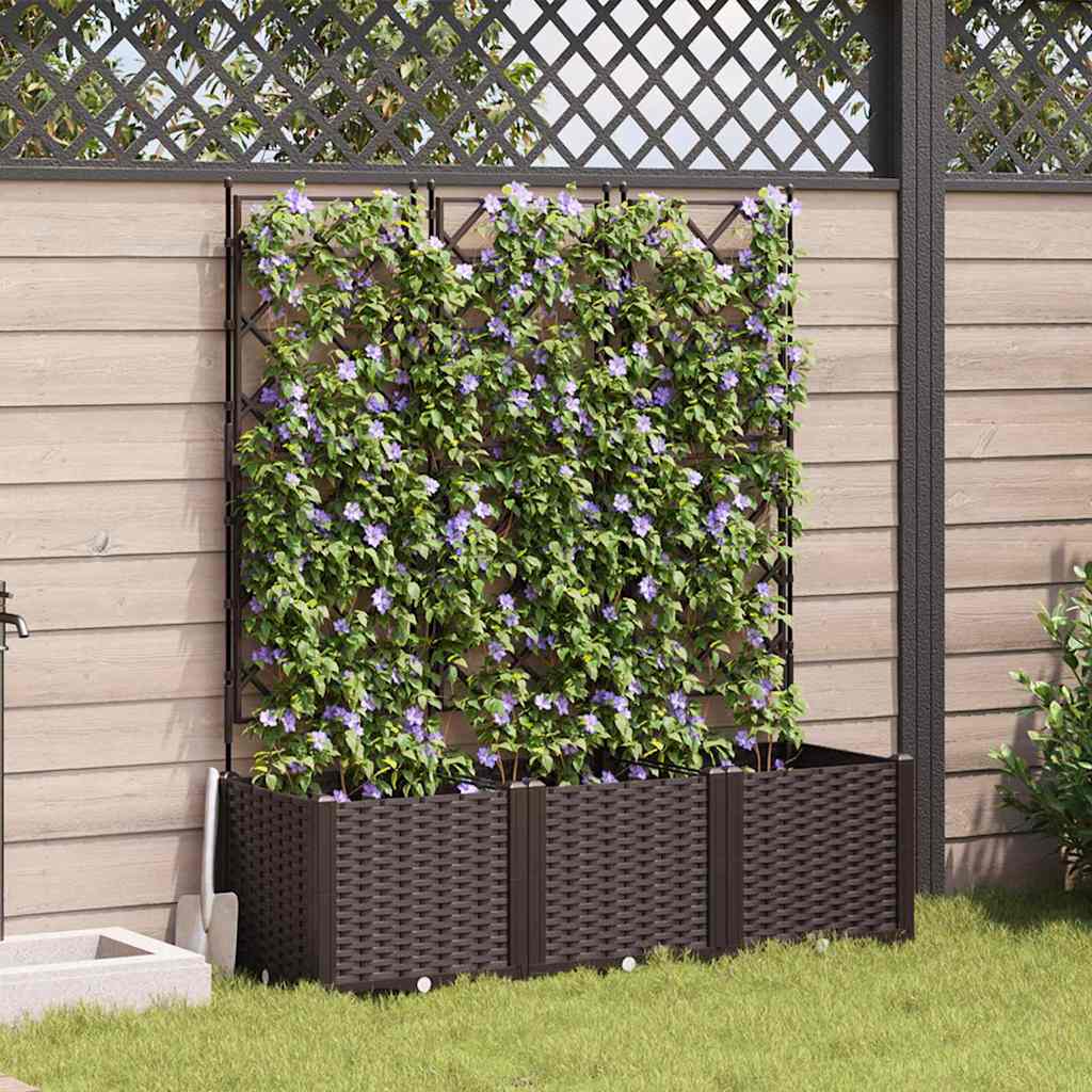 Havekrukke med trellis 3 pcs Brun 120 x 40 x 143 cm PP