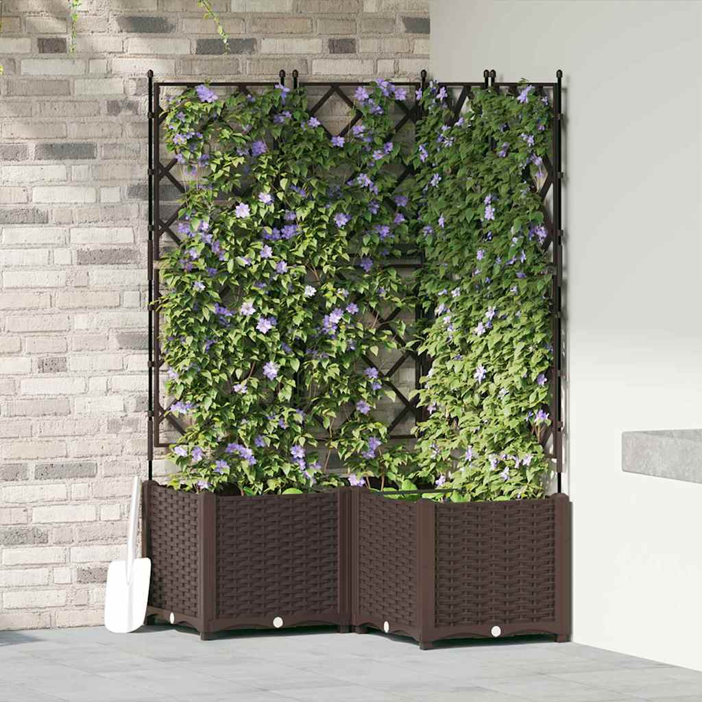 Havekrukke med trellis 3 pcs Brun 80 x 80 x 143 cm PP