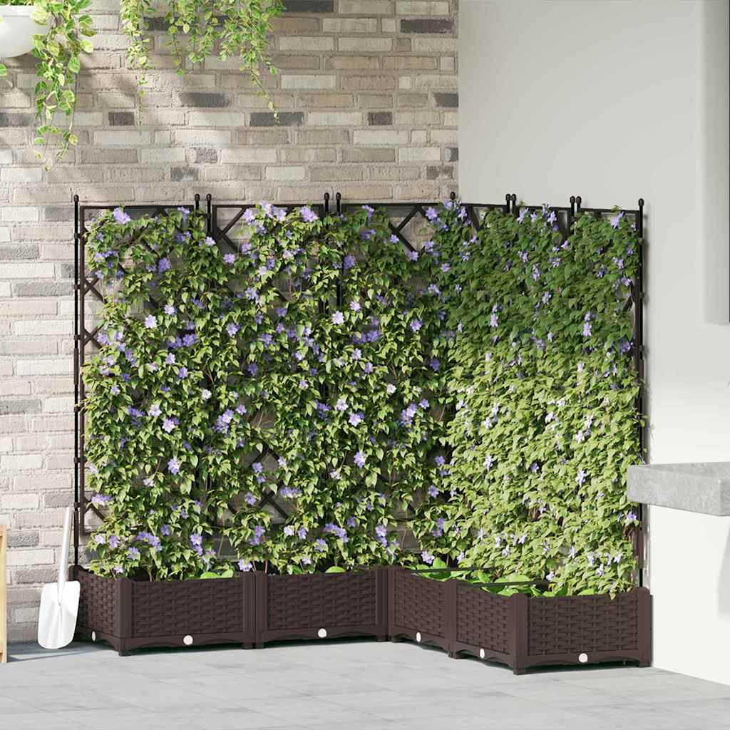 Havekrukke med trellis 5 pcs Brun 120 x 120 x 125.5 cm PP