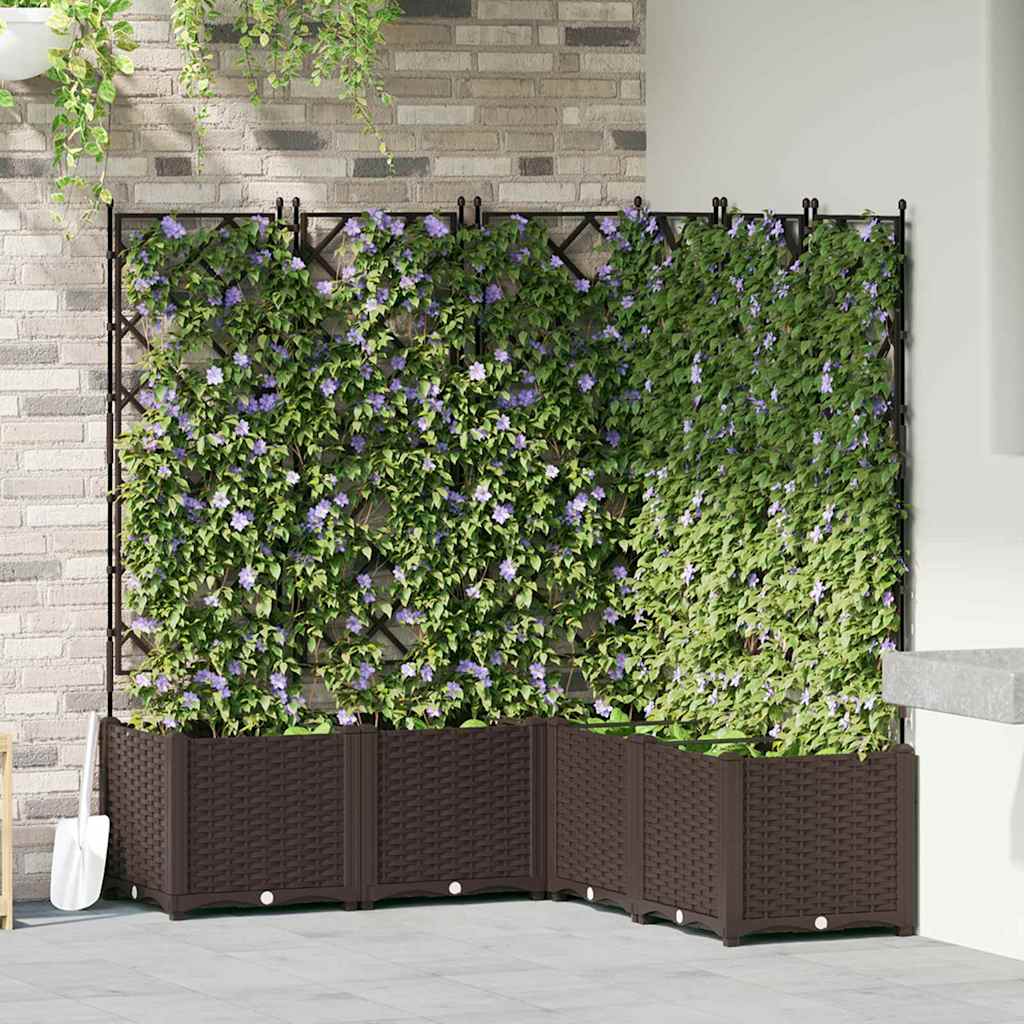 Havekrukke med trellis 5 pcs Brun 120 x 120 x 143 cm PP