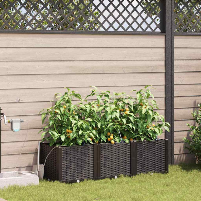 Have Blomsterkrukke 3 stk. Brun 120 x 40 x 37,5 cm PP