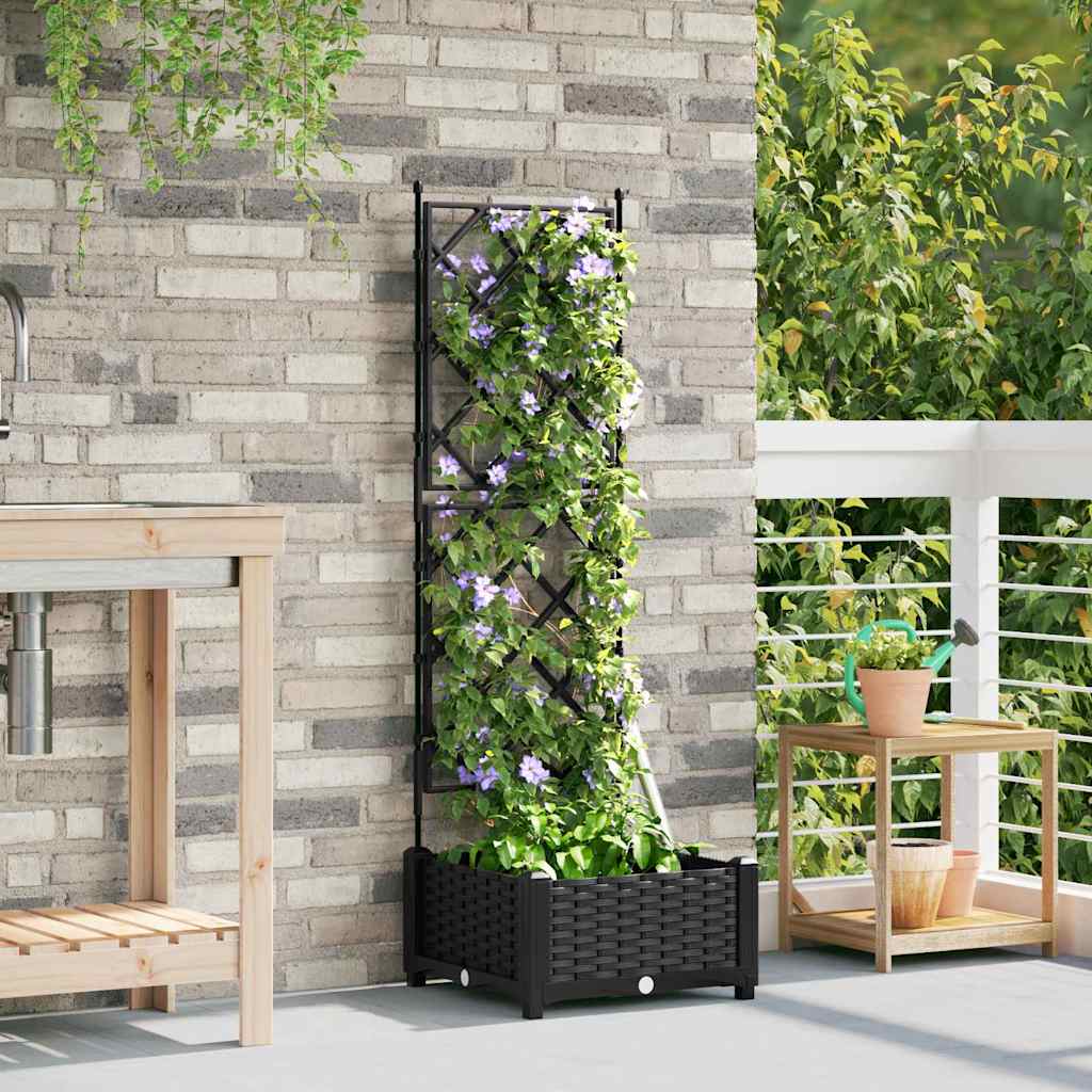Havekrukke med trellis Sort 40 x 40 x 125.5 cm PP