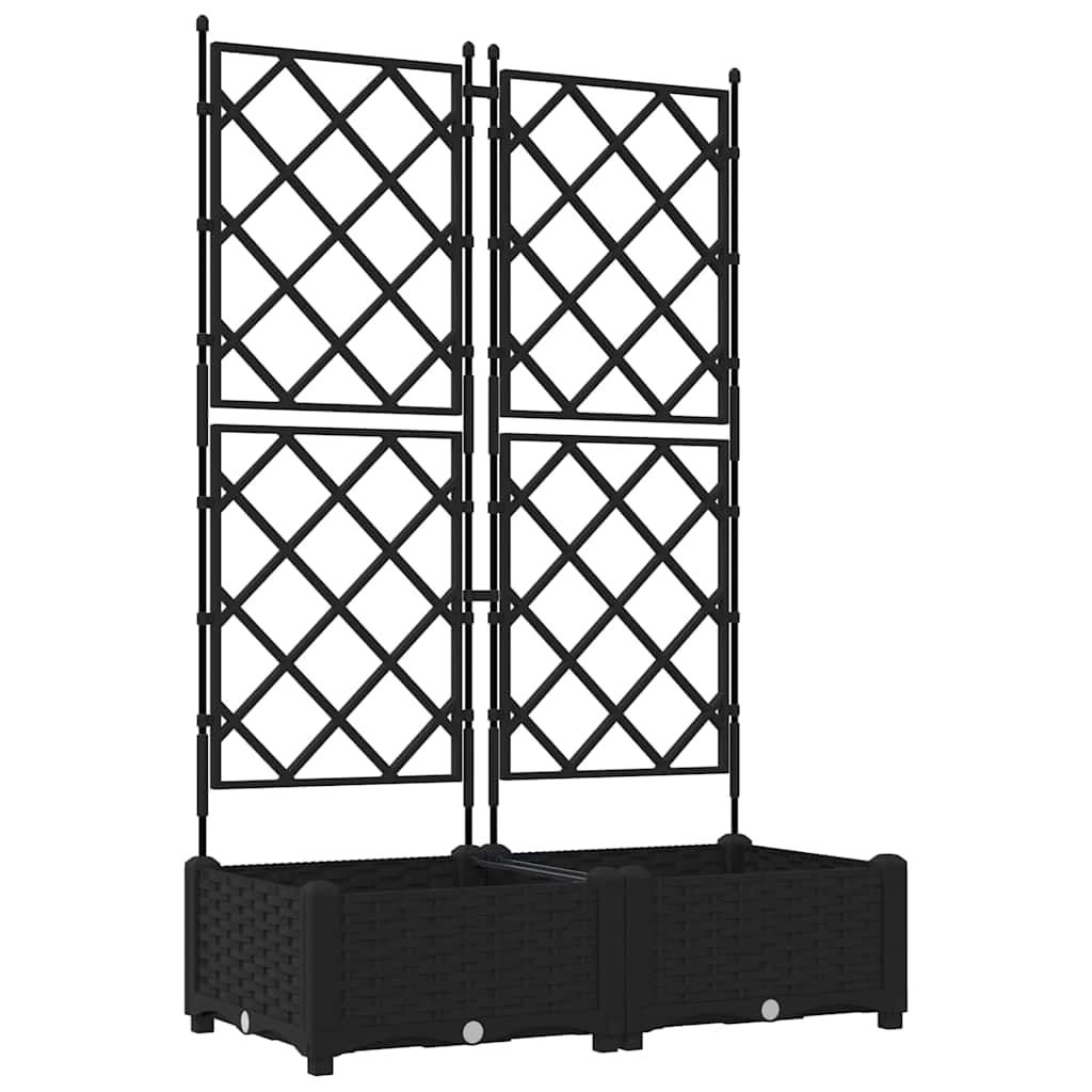 Havekrukke med trellis 2 pcs Sort 80 x 40 x 125.5 cm PP