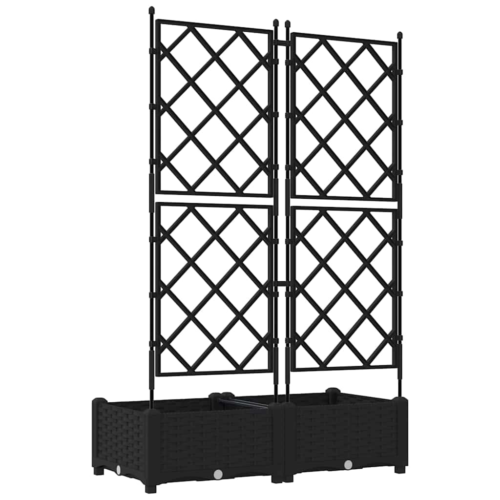 Havekrukke med trellis 2 pcs Sort 80 x 40 x 125.5 cm PP