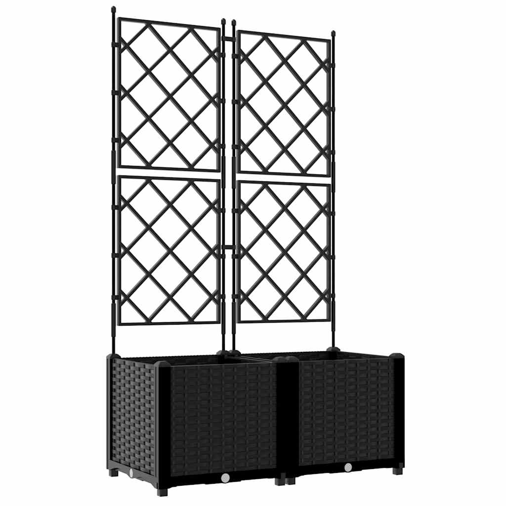 Havekrukke med trellis 2 pcs Sort 80 x 40 x 143 cm PP