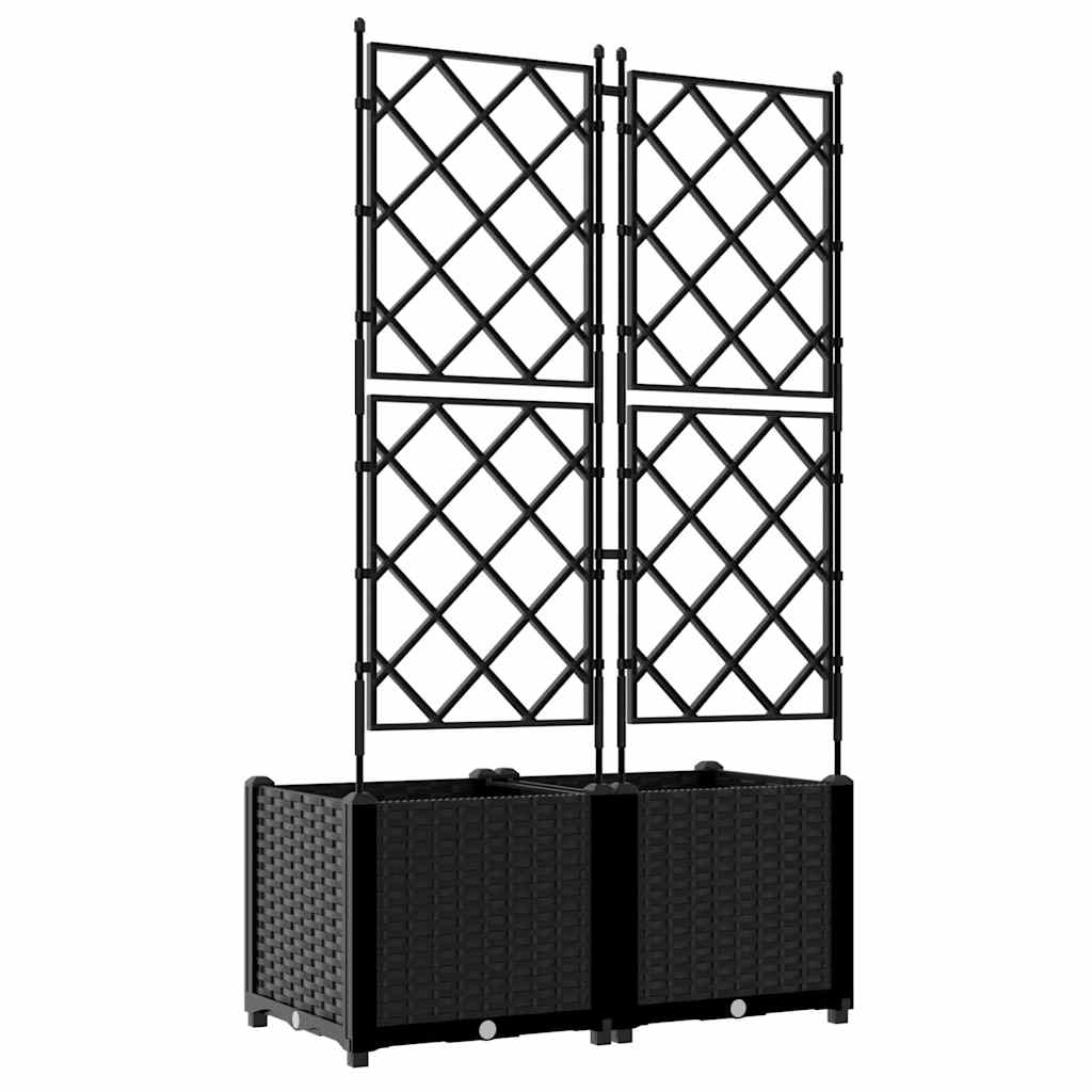 Havekrukke med trellis 2 pcs Sort 80 x 40 x 143 cm PP