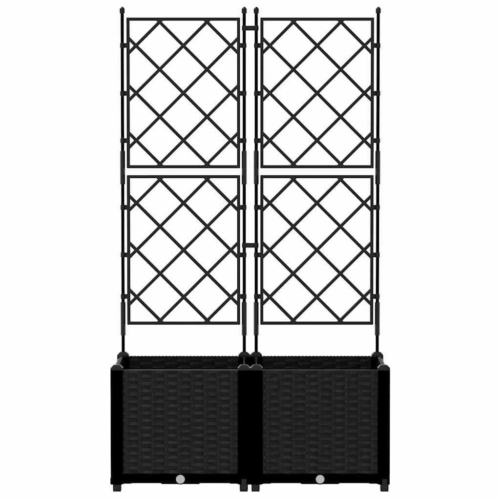 Havekrukke med trellis 2 pcs Sort 80 x 40 x 143 cm PP