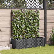 Havekrukke med trellis 3 pcs Sort 120 x 40 x 143 cm PP