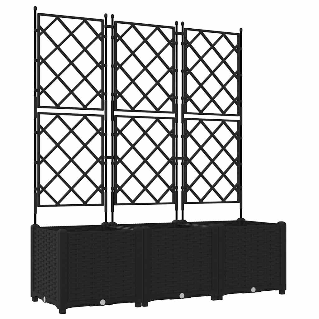 Havekrukke med trellis 3 pcs Sort 120 x 40 x 143 cm PP