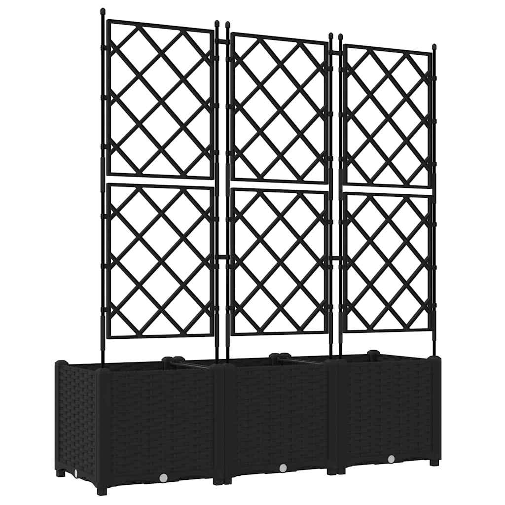 Havekrukke med trellis 3 pcs Sort 120 x 40 x 143 cm PP