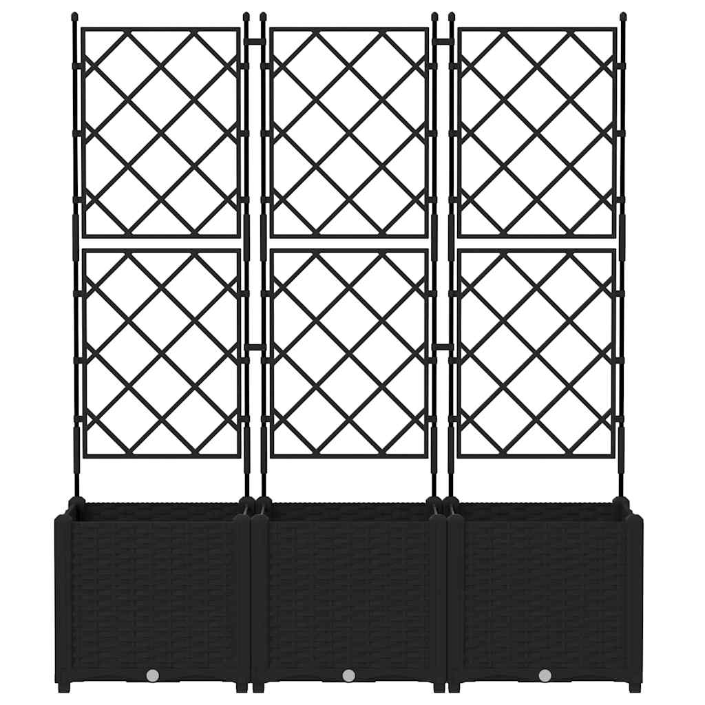 Havekrukke med trellis 3 pcs Sort 120 x 40 x 143 cm PP