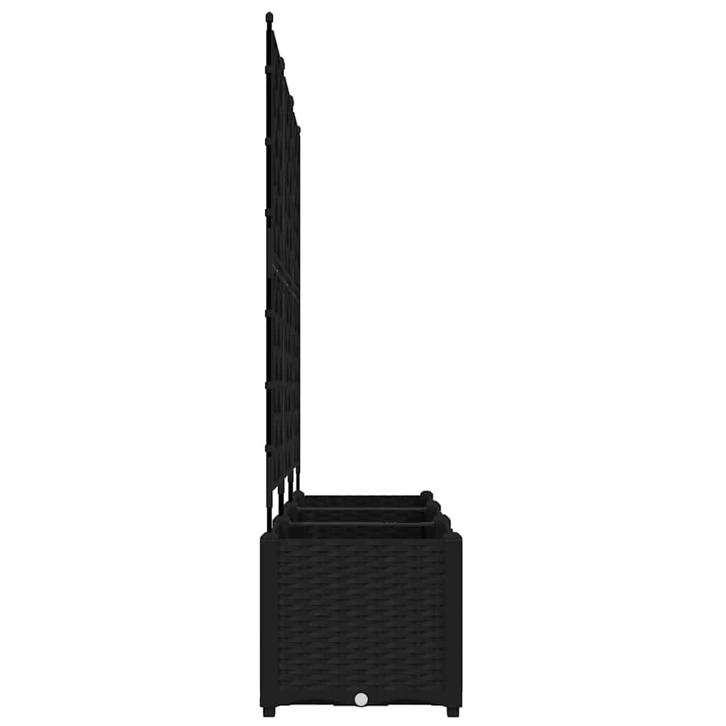 Havekrukke med trellis 3 pcs Sort 120 x 40 x 143 cm PP