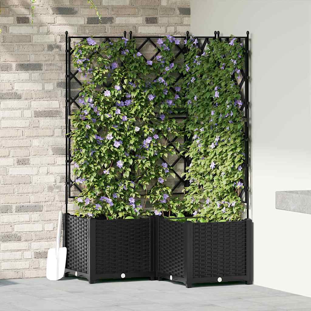 Havekrukke med trellis 3 pcs Sort 80 x 80 x 143 cm PP