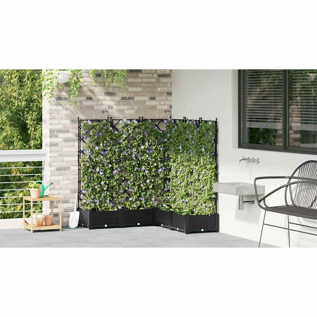 Havekrukke med trellis 5 pcs Sort 120 x 120 x 125.5 cm PP