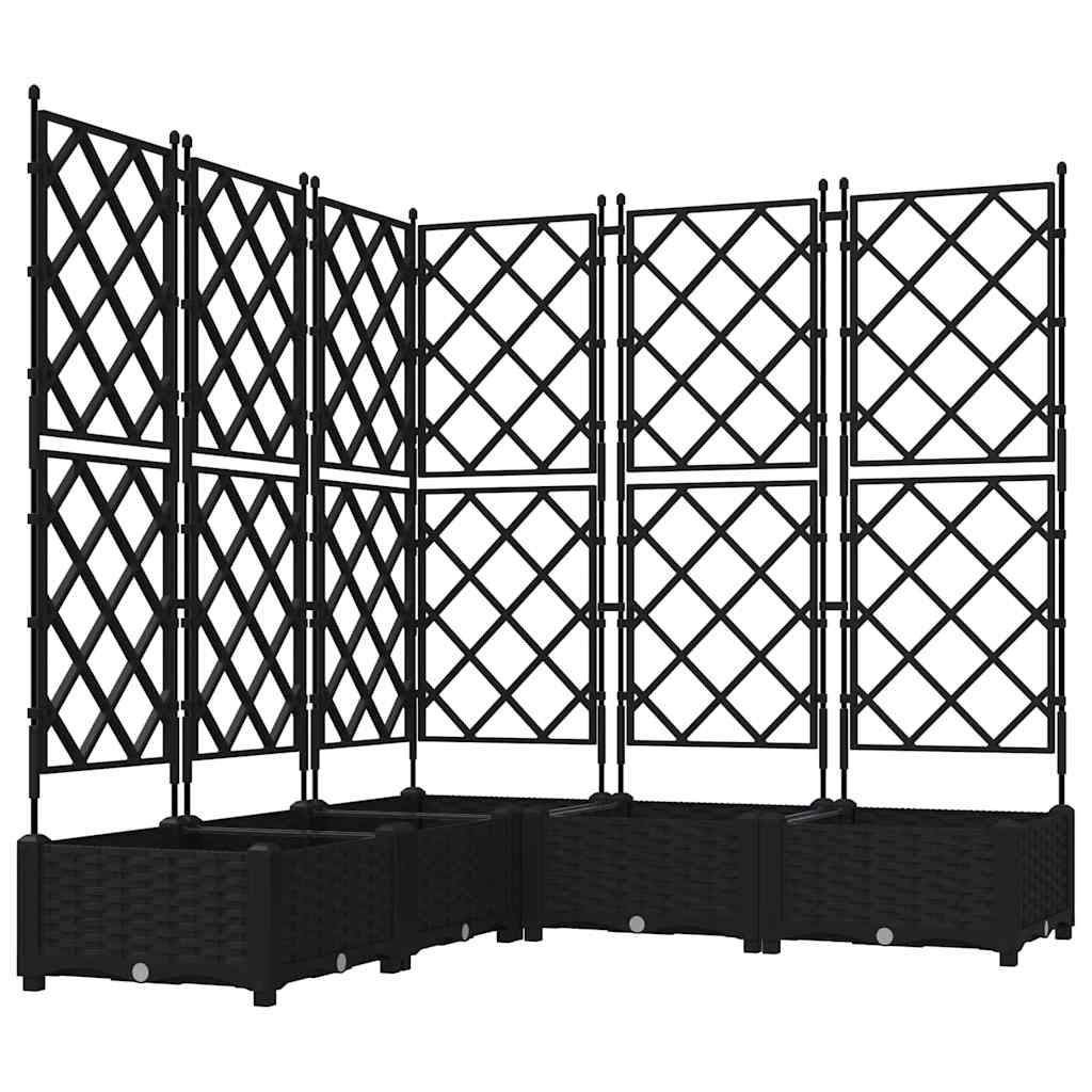 Havekrukke med trellis 5 pcs Sort 120 x 120 x 125.5 cm PP
