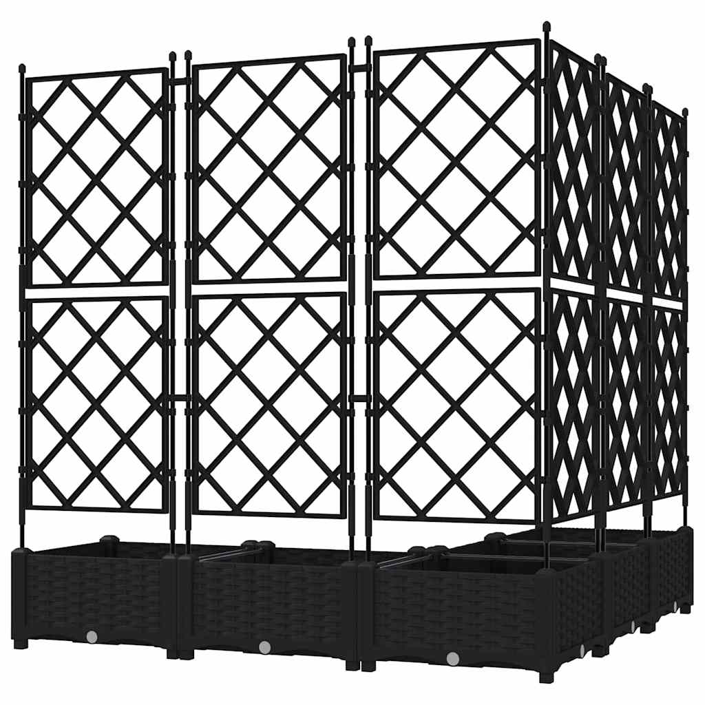 Havekrukke med trellis 5 pcs Sort 120 x 120 x 125.5 cm PP